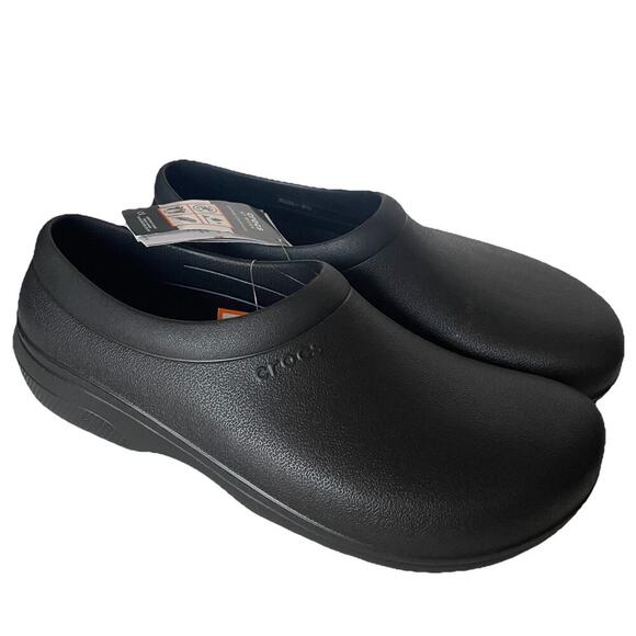 Crocs Adult On The Clock Clogs Slip On Slip Resistant Work Black Mens Size 12 - Picture 1 of 8